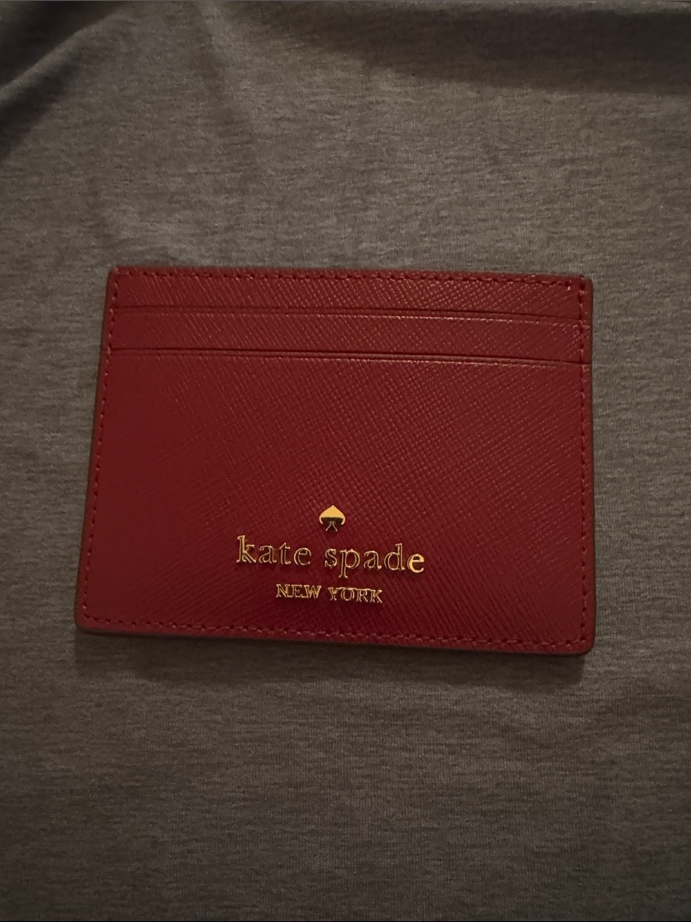 kate spade Plum Saffiano Leather Card Holder with Gold Logo